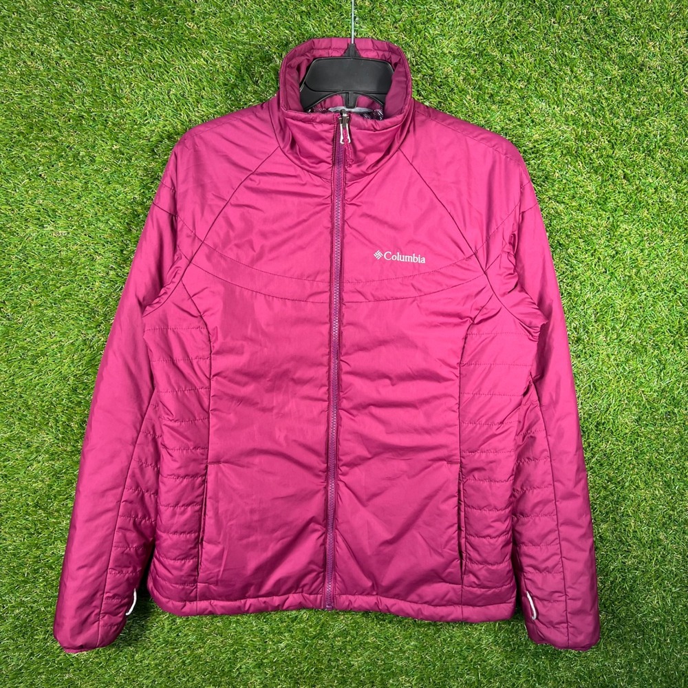 Columbia Omni-Heat Interchange Puffer Jacket Womens Medium Magenta Pink 4407